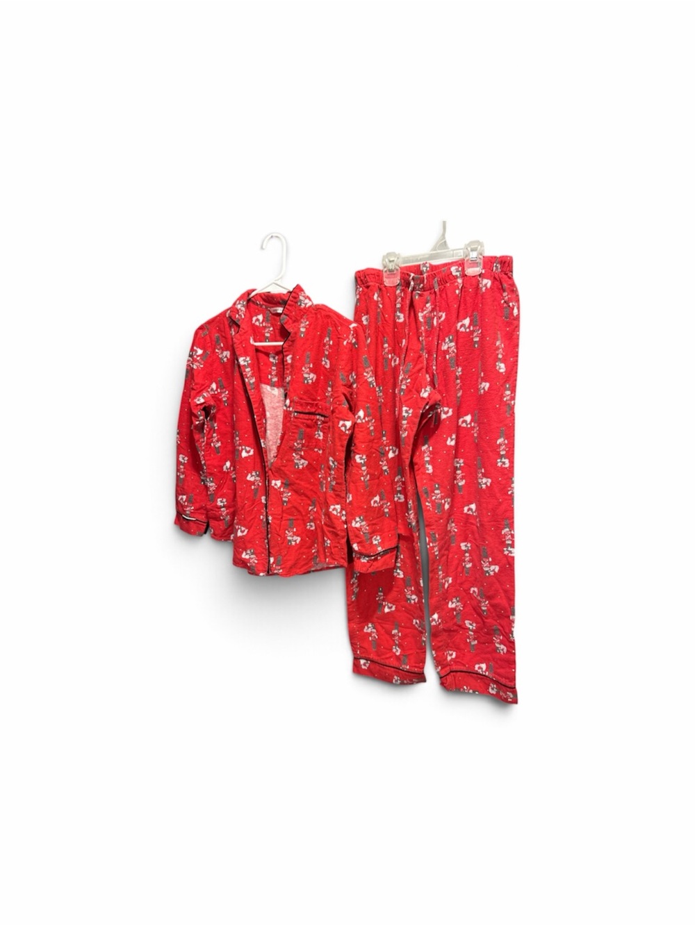 La Vie En Rose Womens Flannel Pajama Set Red Holiday Nutcracker PJs Size Small
